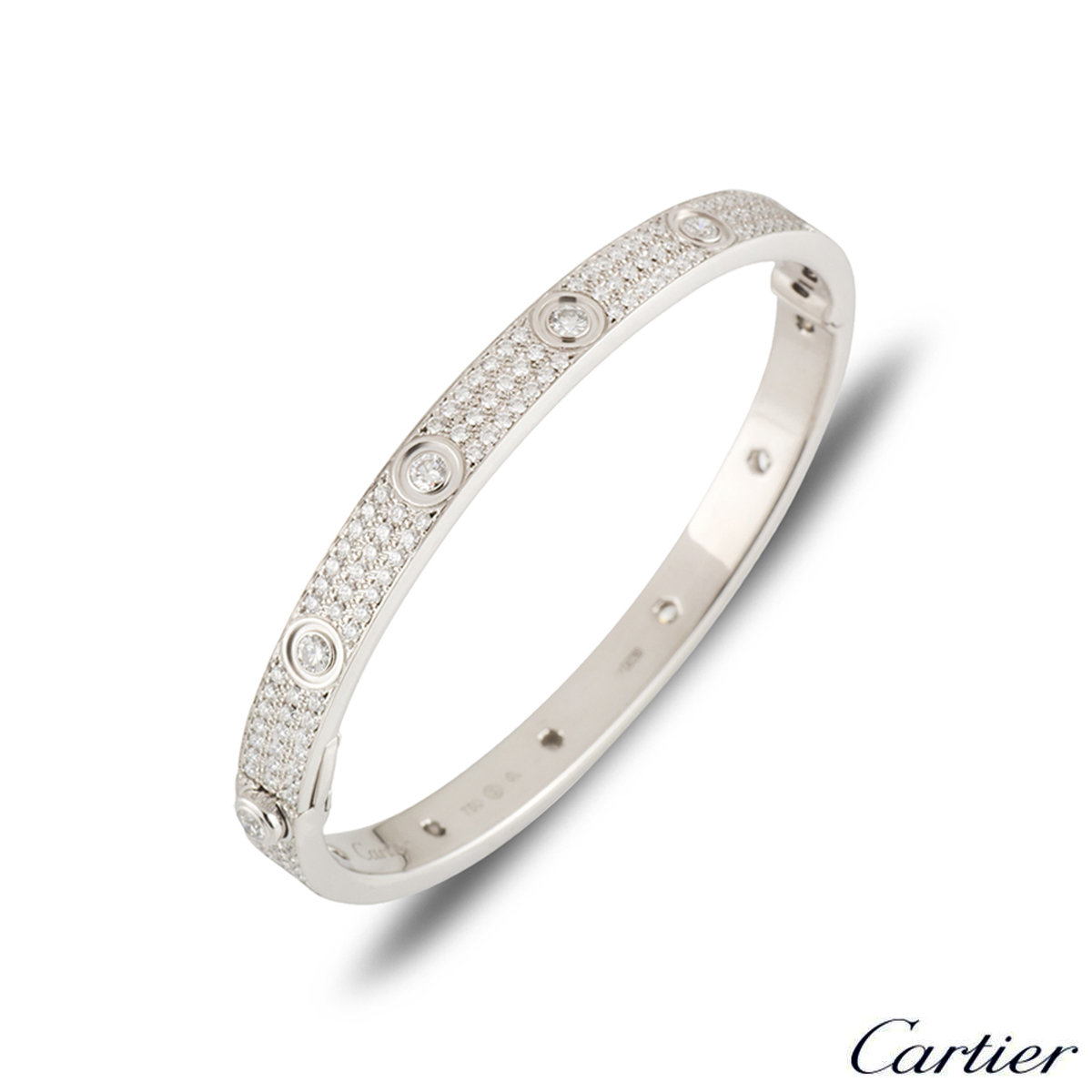 Cartier White Gold Pave Diamond Love?Bracelet Size 18?N6033602 | Rich ...